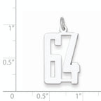 Sterling Silver Rhodium-plated Small Elongated Pol Number 64 Charm