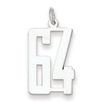 Sterling Silver/Rhodium-plated Elongated Number 64 Charm