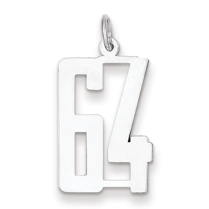 Sterling Silver/Rhodium-plated Elongated Number 64 Charm