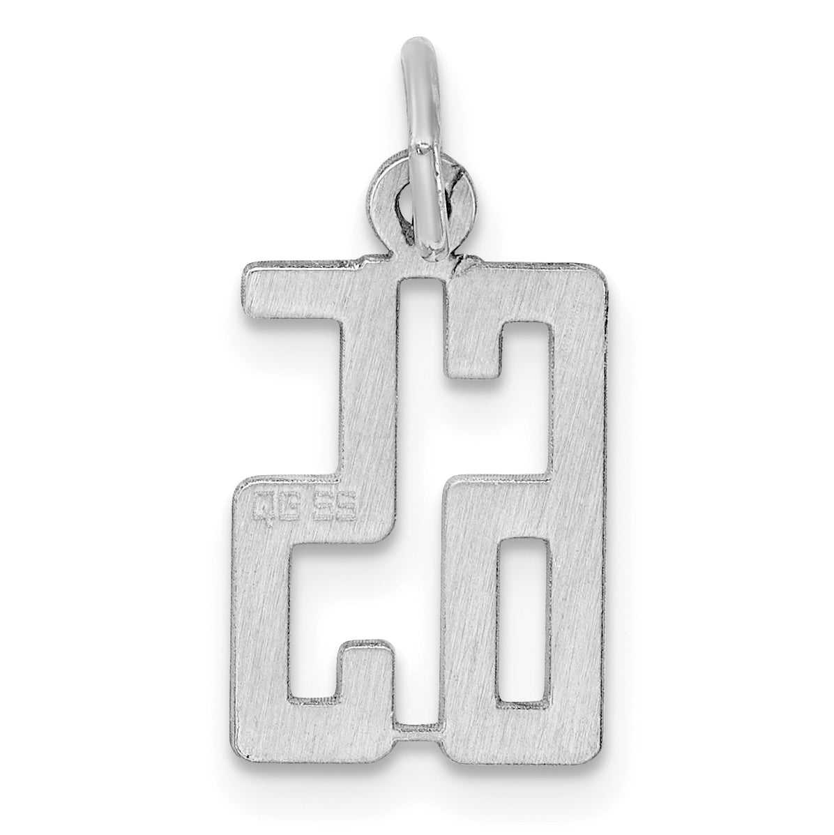 Sterling Silver Rhodium-plated Small Elongated Pol Number 65 Charm