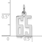 Sterling Silver Rhodium-plated Small Elongated Pol Number 65 Charm