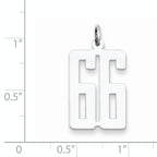 Sterling Silver Rhodium-plated Small Elongated Pol Number 66 Charm