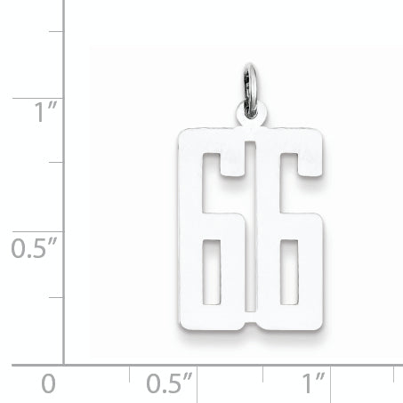 Sterling Silver Rhodium-plated Small Elongated Pol Number 66 Charm
