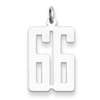 Sterling Silver/Rhodium-plated Elongated Number 66 Charm