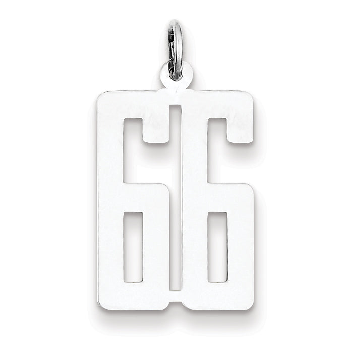 Sterling Silver/Rhodium-plated Elongated Number 66 Charm