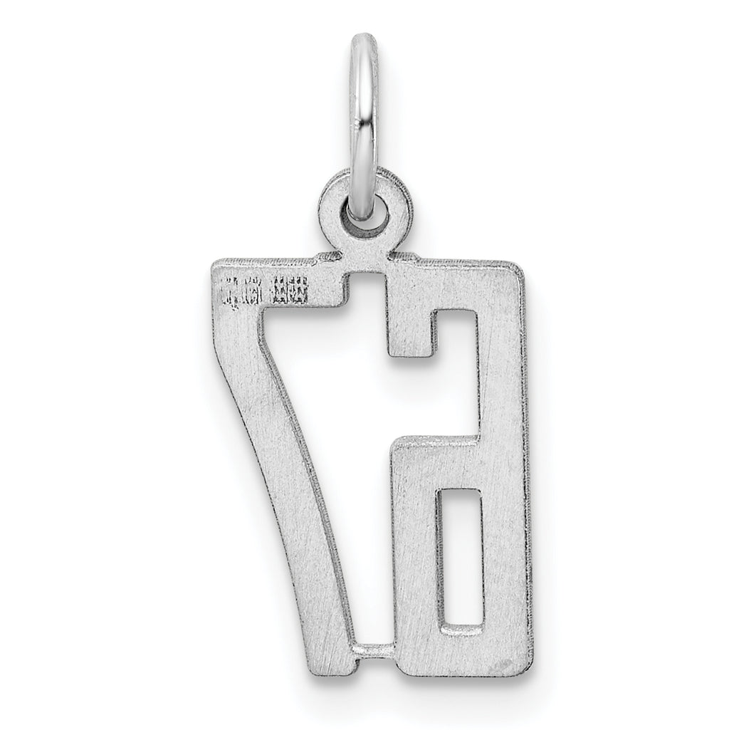 Sterling Silver Rhodium-plated Small Elongated Pol Number 67 Charm