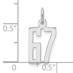 Sterling Silver Rhodium-plated Small Elongated Pol Number 67 Charm