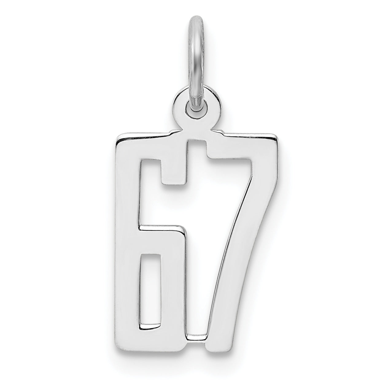 Sterling Silver/Rhodium-plated Elongated Number 67 Charm Main image