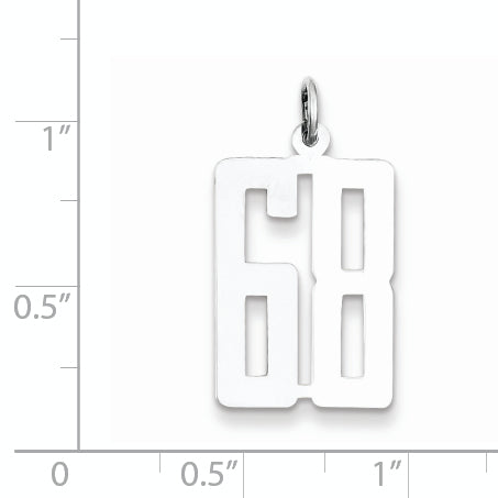 Sterling Silver Rhodium-plated Small Elongated Pol Number 68 Charm