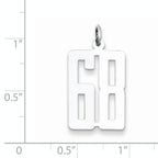 Sterling Silver Rhodium-plated Small Elongated Pol Number 68 Charm