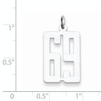 Sterling Silver Rhodium-plated Small Elongated Pol Number 69 Charm
