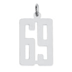 Sterling Silver/Rhodium-plated Elongated Number 69 Charm