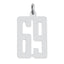 Sterling Silver/Rhodium-plated Elongated Number 69 Charm