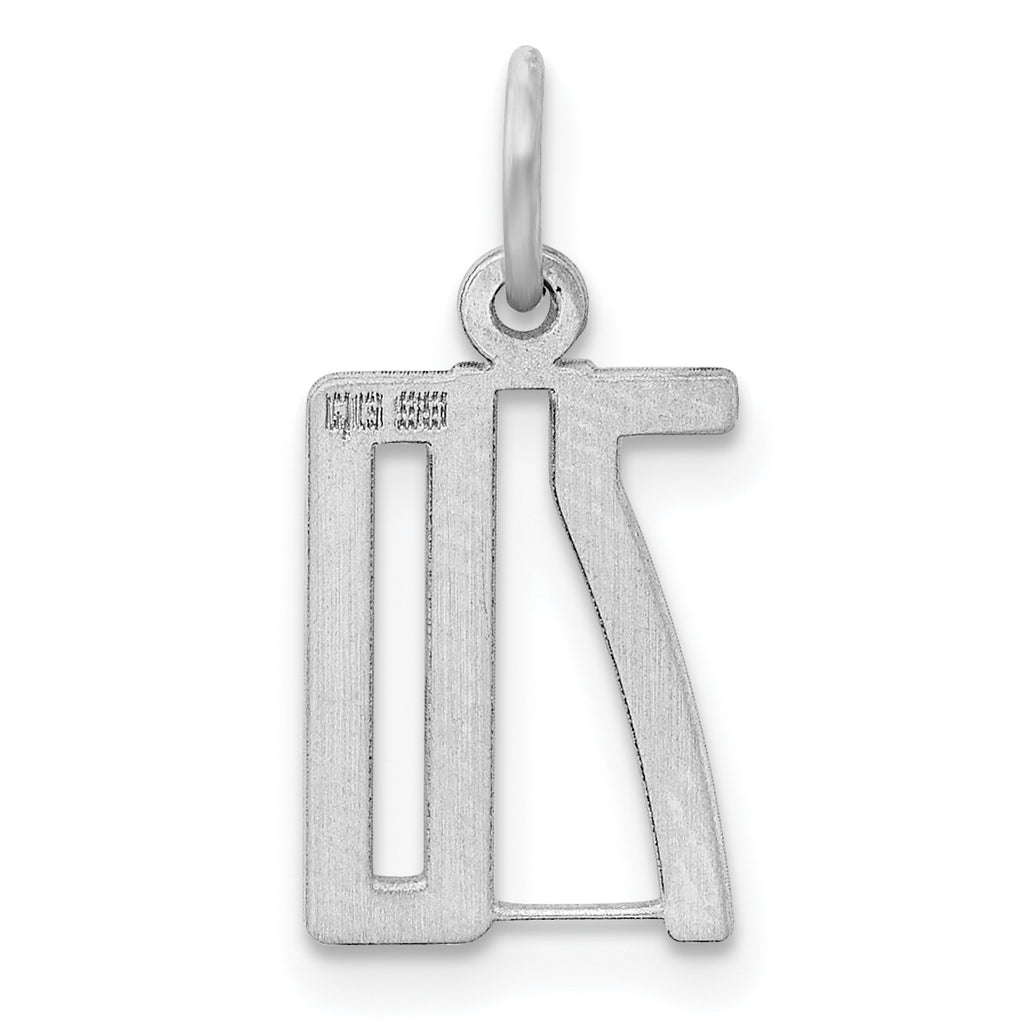 Sterling Silver Rhodium-plated Small Elongated Pol Number 70 Charm