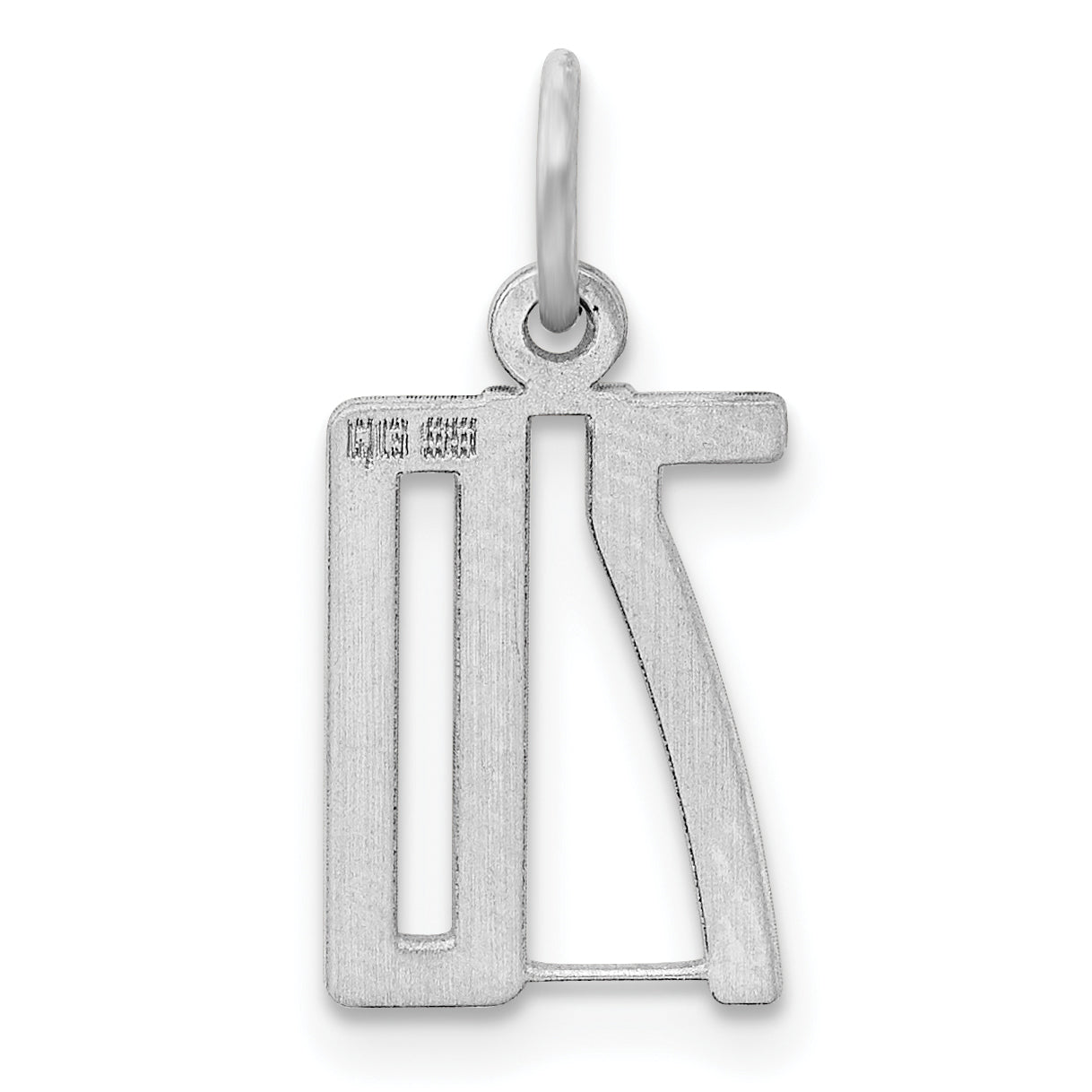 Sterling Silver Rhodium-plated Small Elongated Pol Number 70 Charm