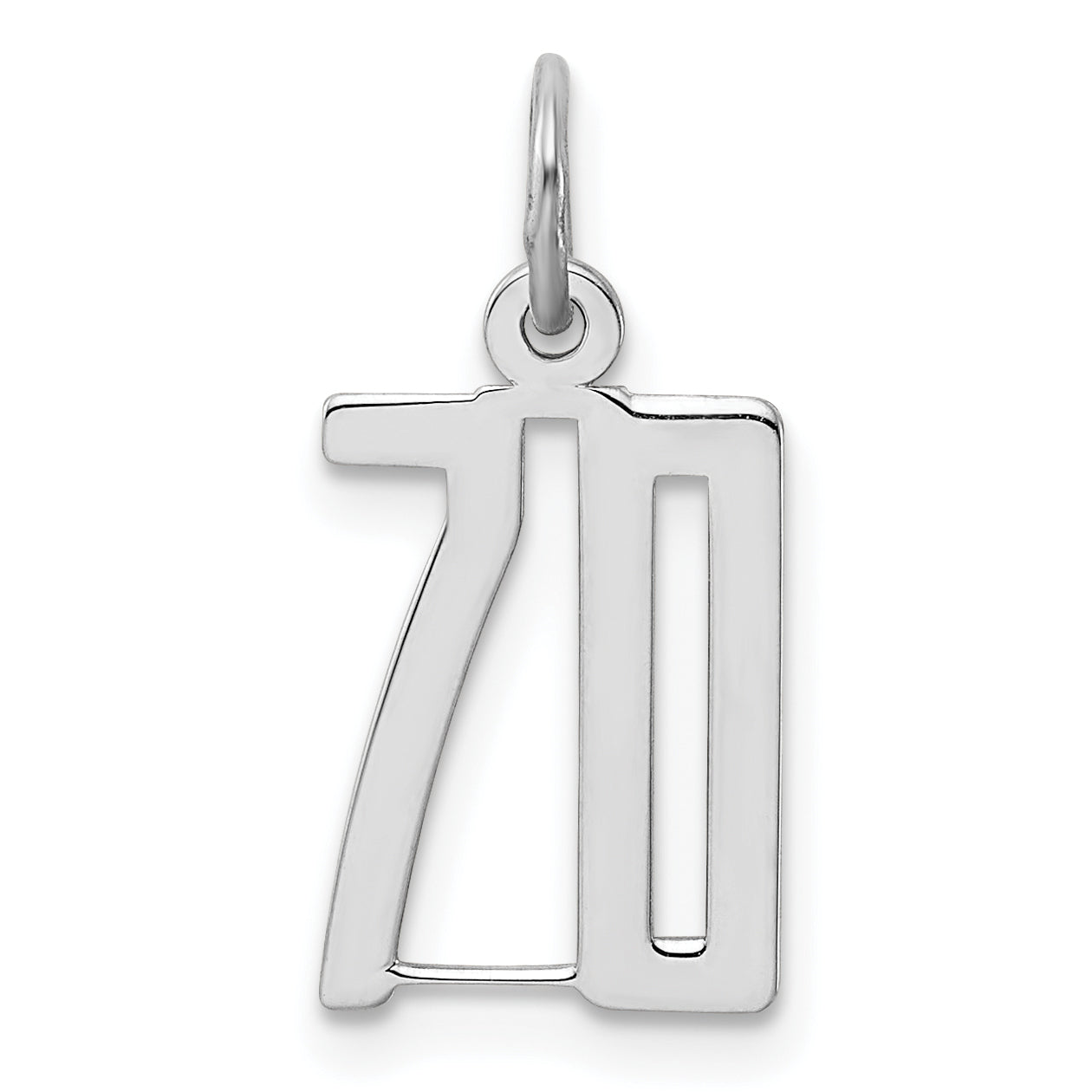 Sterling Silver/Rhodium-plated Elongated Number 70 Charm Main image