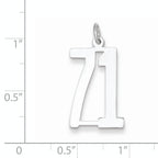 Sterling Silver Rhodium-plated Small Elongated Pol Number 71 Charm