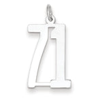 Sterling Silver/Rhodium-plated Elongated Number 71 Charm