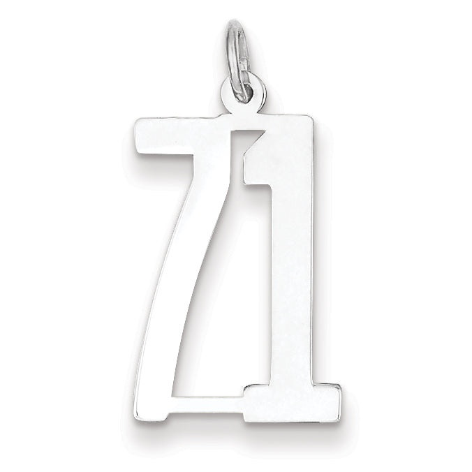Sterling Silver/Rhodium-plated Elongated Number 71 Charm