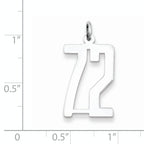 Sterling Silver Rhodium-plated Small Elongated Pol Number 72 Charm