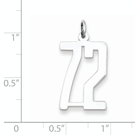 Sterling Silver Rhodium-plated Small Elongated Pol Number 72 Charm