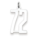 Sterling Silver/Rhodium-plated Elongated Number 72 Charm