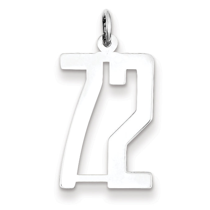Sterling Silver/Rhodium-plated Elongated Number 72 Charm