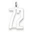 Sterling Silver/Rhodium-plated Elongated Number 72 Charm