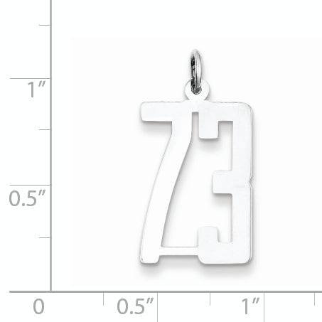 Sterling Silver Rhodium-plated Small Elongated Pol Number 73 Charm