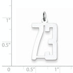 Sterling Silver Rhodium-plated Small Elongated Pol Number 73 Charm