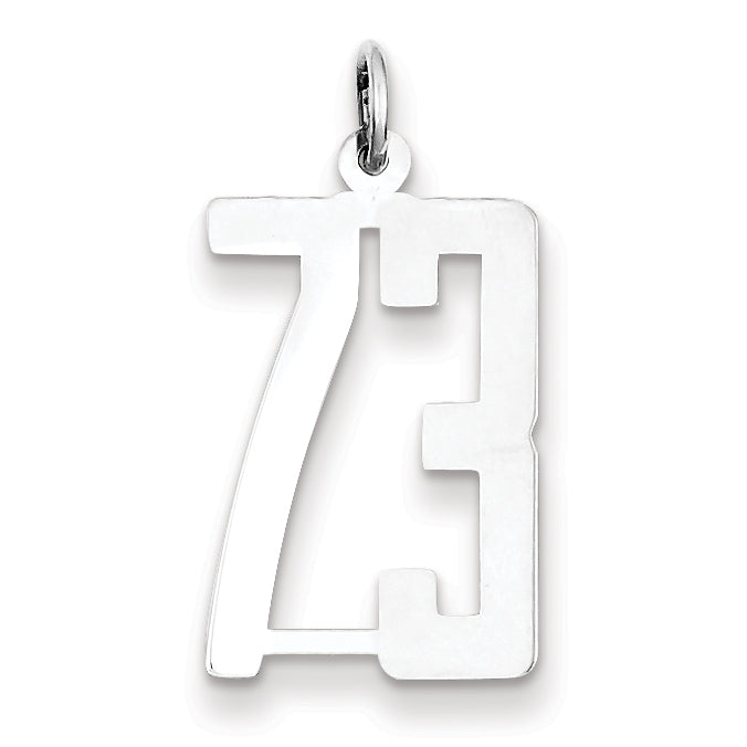Sterling Silver/Rhodium-plated Elongated Number 73 Charm