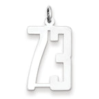 Sterling Silver/Rhodium-plated Elongated Number 73 Charm