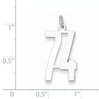 Sterling Silver Rhodium-plated Small Elongated Pol Number 74 Charm
