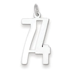 Sterling Silver/Rhodium-plated Elongated Number 74 Charm