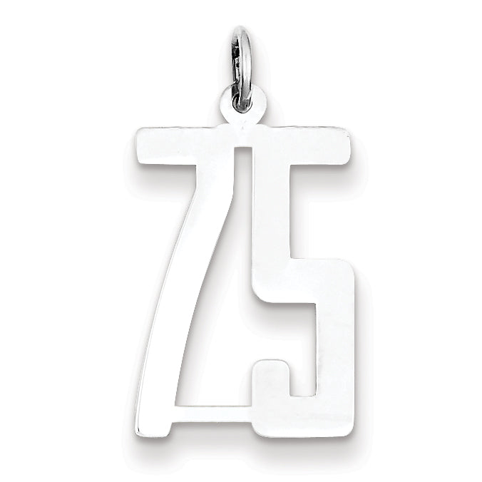 Sterling Silver/Rhodium-plated Elongated Number 75 Charm Main image
