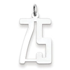 Sterling Silver/Rhodium-plated Elongated Number 75 Charm