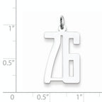 Sterling Silver Rhodium-plated Small Elongated Pol Number 76 Charm
