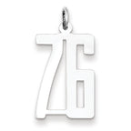 Sterling Silver/Rhodium-plated Elongated Number 76 Charm