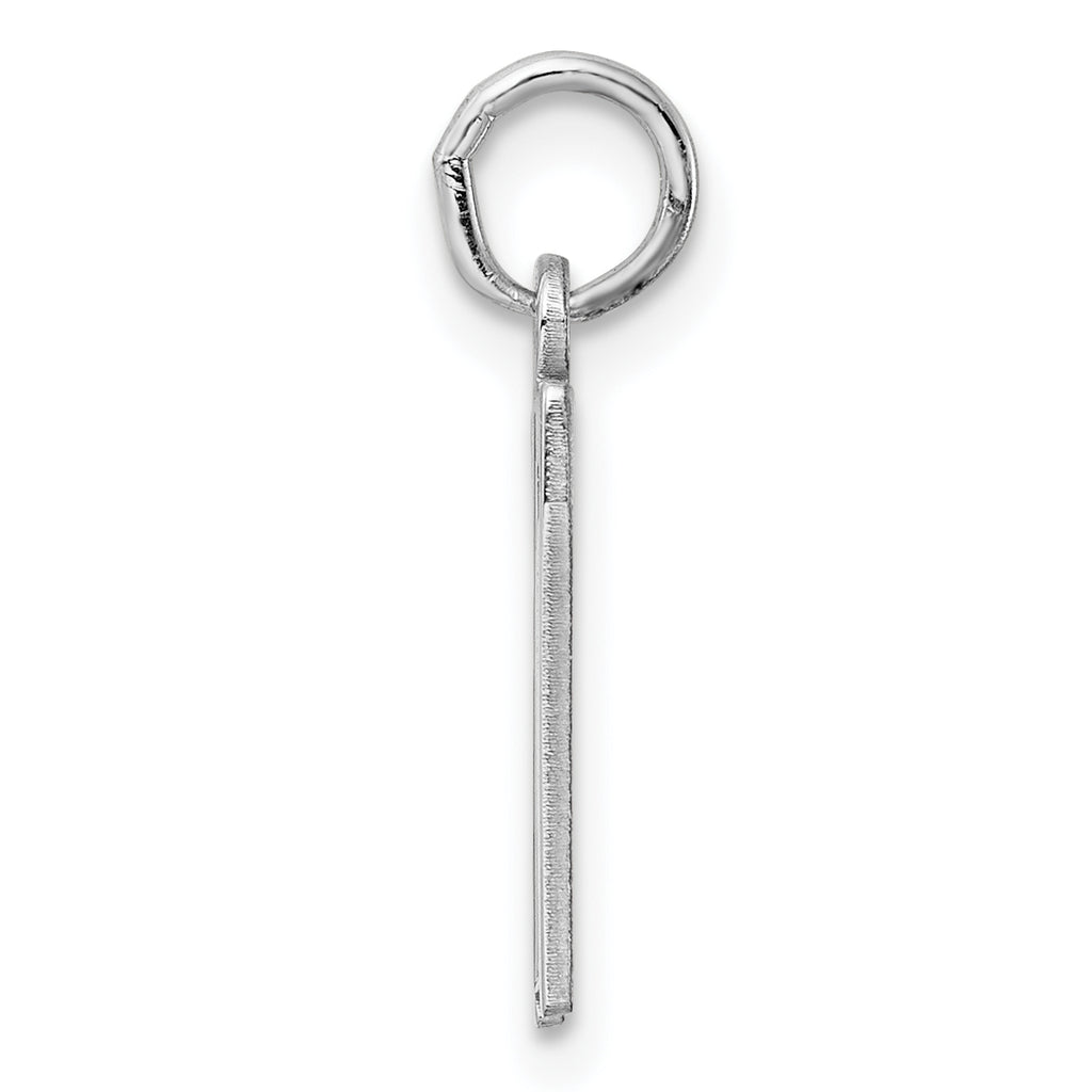 Sterling Silver Rhodium-plated Small Elongated Pol Number 77 Charm