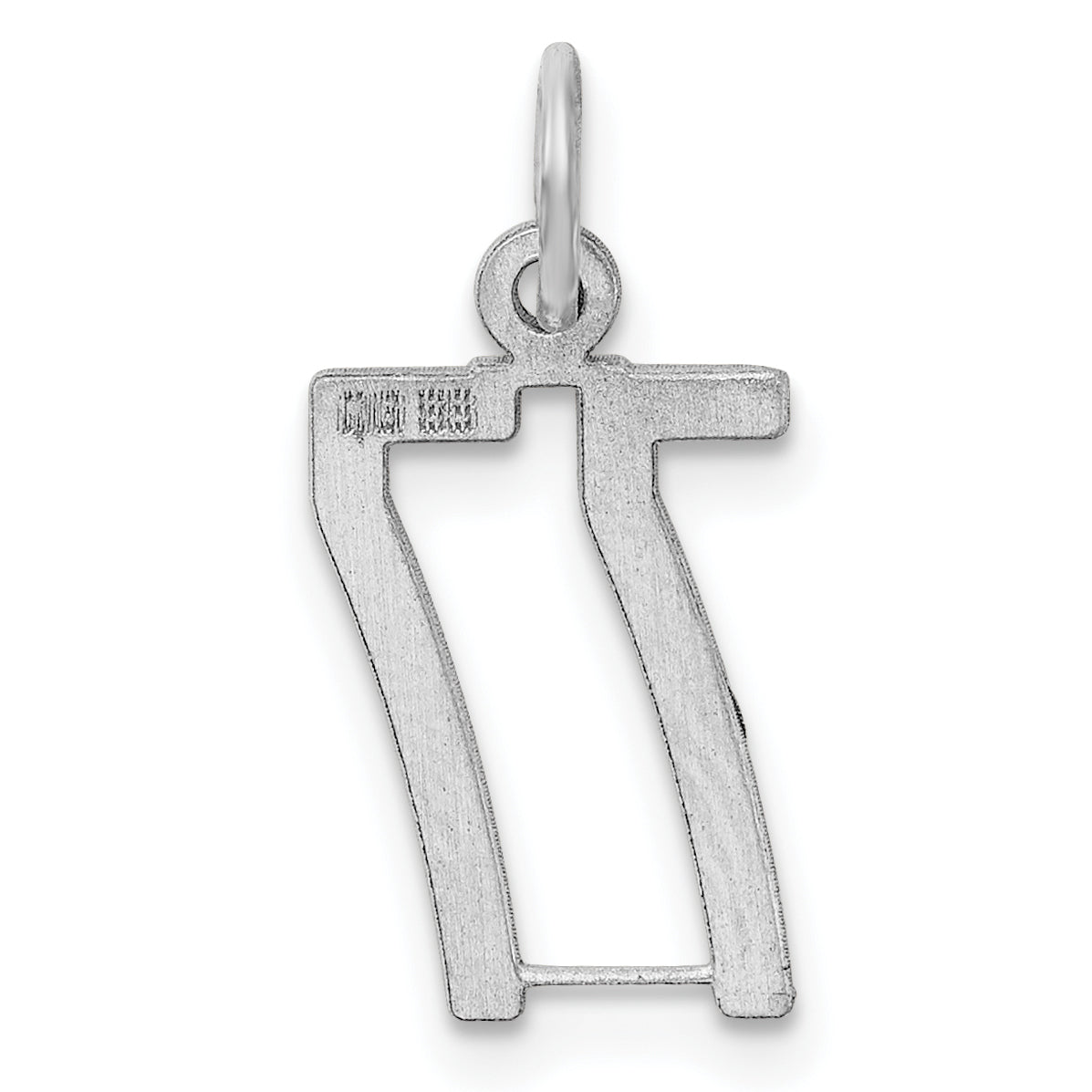 Sterling Silver Rhodium-plated Small Elongated Pol Number 77 Charm