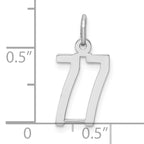 Sterling Silver Rhodium-plated Small Elongated Pol Number 77 Charm