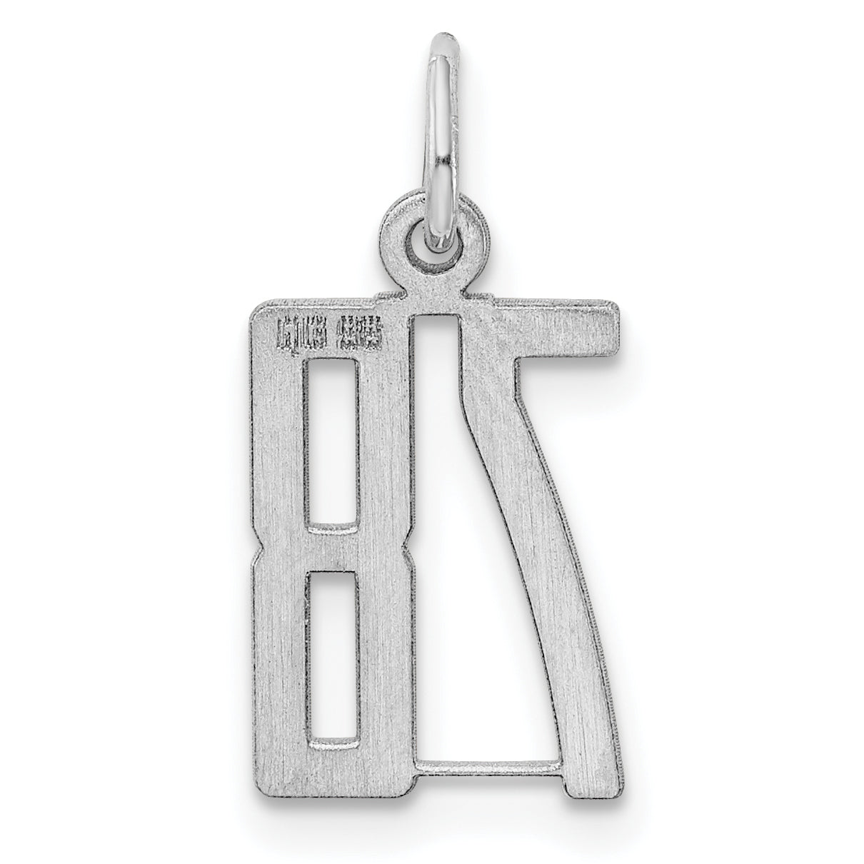 Sterling Silver Rhodium-plated Small Elongated Pol Number 78 Charm