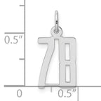 Sterling Silver Rhodium-plated Small Elongated Pol Number 78 Charm