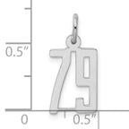 Sterling Silver Rhodium-plated Small Elongated Pol Number 79 Charm