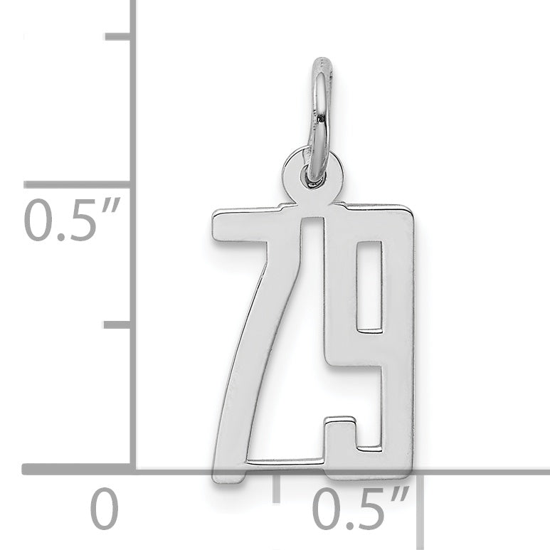 Sterling Silver Rhodium-plated Small Elongated Pol Number 79 Charm