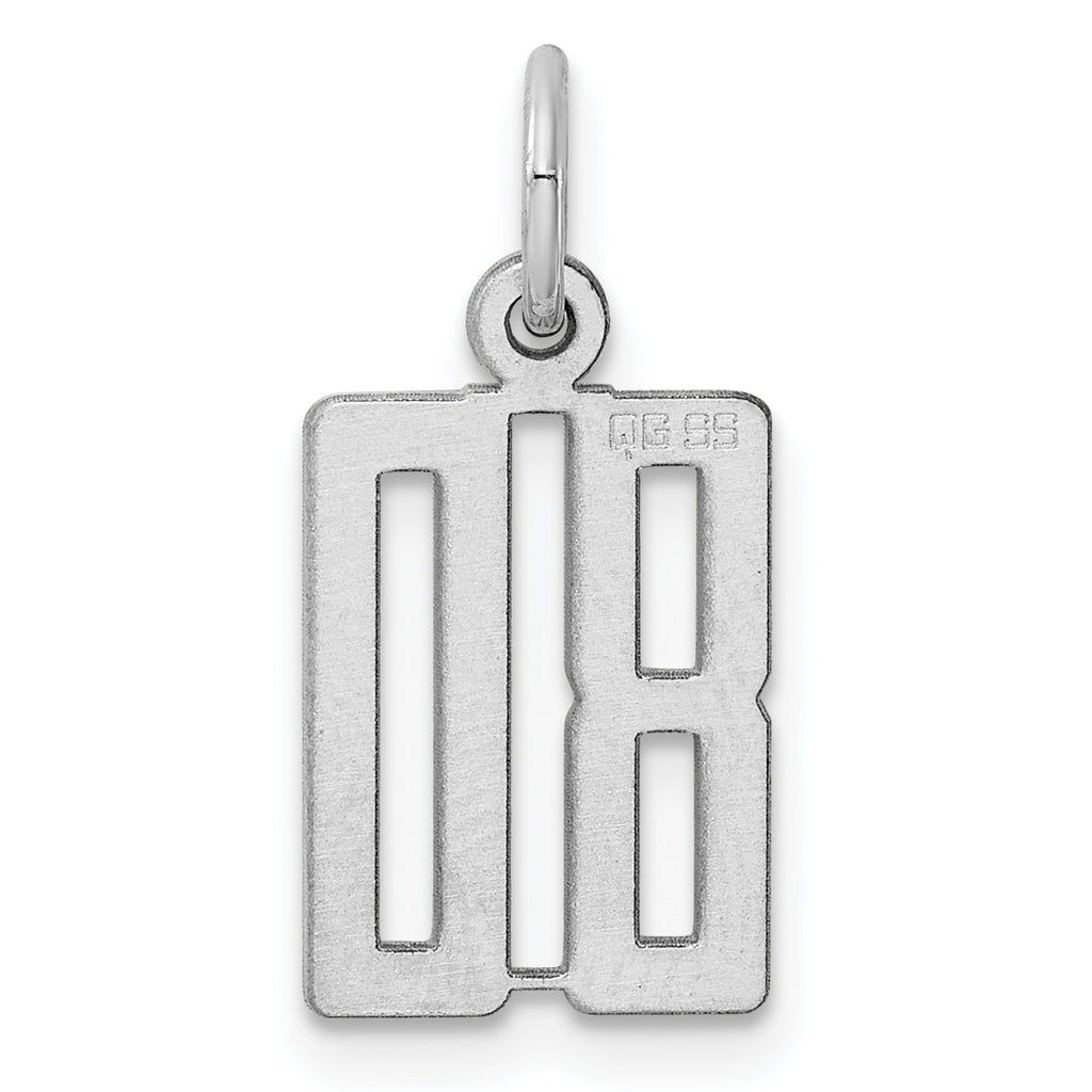 Sterling Silver Rhodium-plated Small Elongated Pol Number 80 Charm