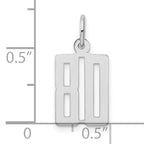 Sterling Silver Rhodium-plated Small Elongated Pol Number 80 Charm