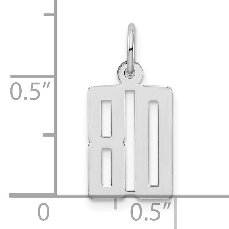 Sterling Silver Rhodium-plated Small Elongated Pol Number 80 Charm