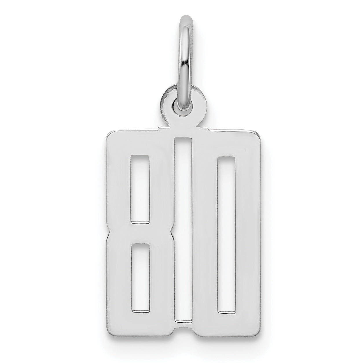 Sterling Silver/Rhodium-plated Elongated Number 80 Charm Main image