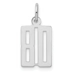 Sterling Silver/Rhodium-plated Elongated Number 80 Charm